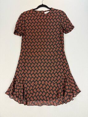 A.L.C. 100% Silk Dress Floral/Paisley Print Swing Dress